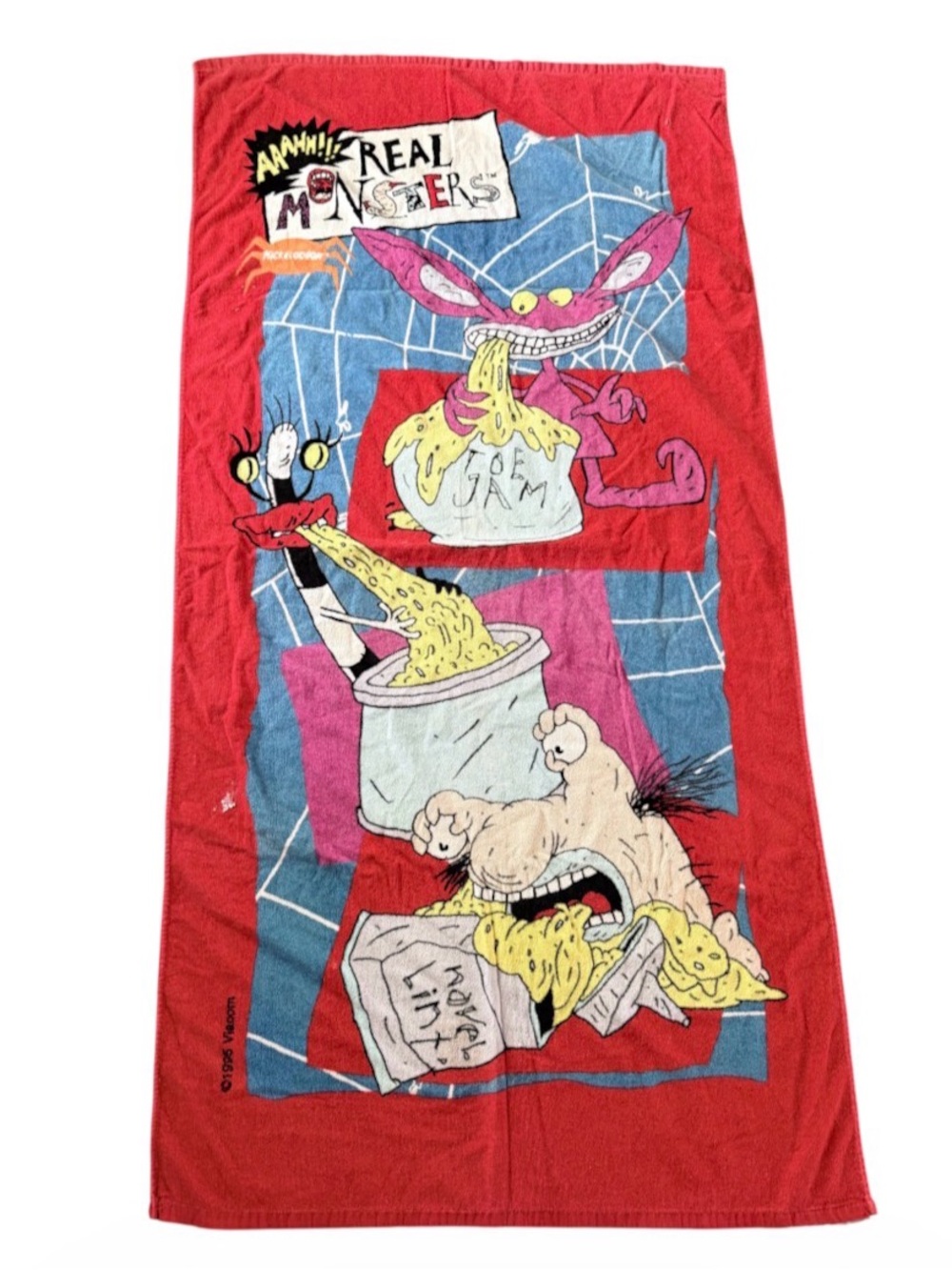 RARE 1995 Viacom Nickelodeon Real Monsters Pool Beach Terry Towel 30x60
